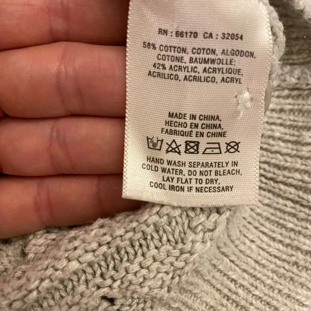 Moth for Anthropologie Eyelet Full Back Button Crop Sweater, SZ Large - Picture 5 of 5